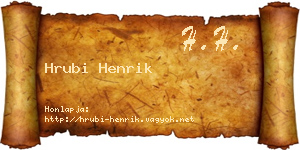 Hrubi Henrik névjegykártya